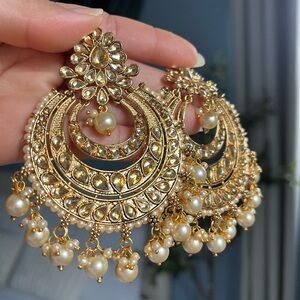 Ornate Gold and Pearl Drop Earrings